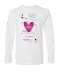 WHITE LONG SLEEVE PINK HEART TSHIRT