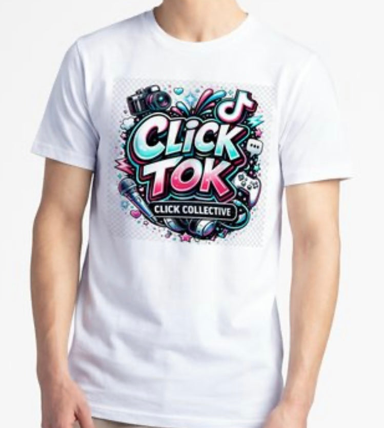 WHITE SHORT SLEEVE CLICK TOK TSHIRT