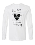 WHITE LONG SLEEVE BLACK HEART TSHIRT