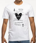 WHITE SHORT SLEEVE BLACK HEART TSHIRT