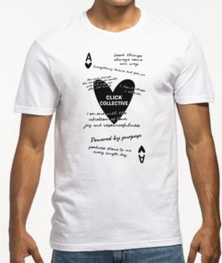 WHITE SHORT SLEEVE BLACK HEART TSHIRT